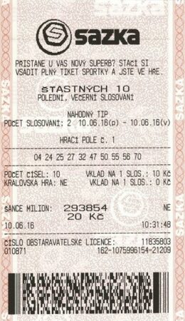 Šťastných 10 - potvrzení o sázce