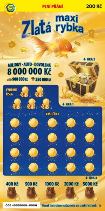 Ukázka nesetřeného losu Maxi zlatá rybka