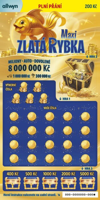 Ukázka nesetřeného losu Maxi zlatá rybka