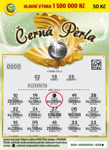 Ukázka setřeného losu Černá perla