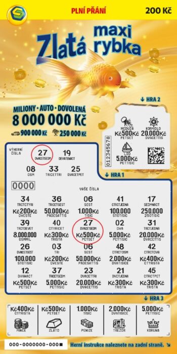 Ukázka setřeného losu Maxi zlatá rybka