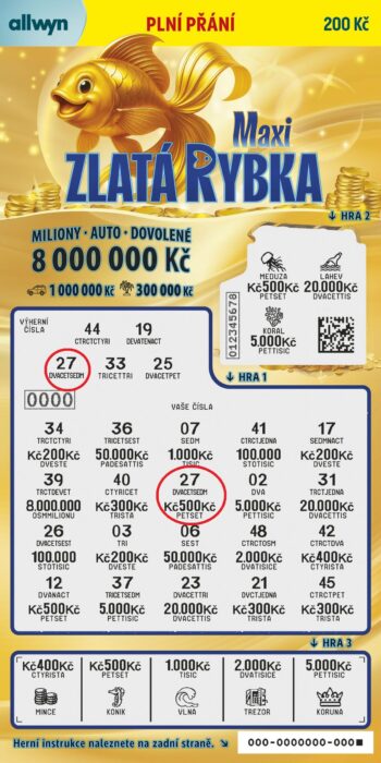 Ukázka setřeného losu Maxi zlatá rybka