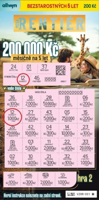 Ukázka setřeného losu Mega rentiér