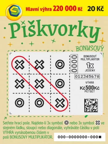 Ukázka setřeného losu Piškvorky