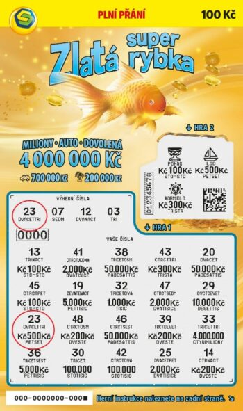 Ukázka setřeného losu Super Zlatá rybka