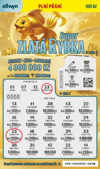 Ukázka setřeného losu Super Zlatá rybka