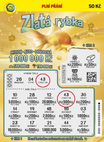 Ukázka setřeného losu Zlatá rybka