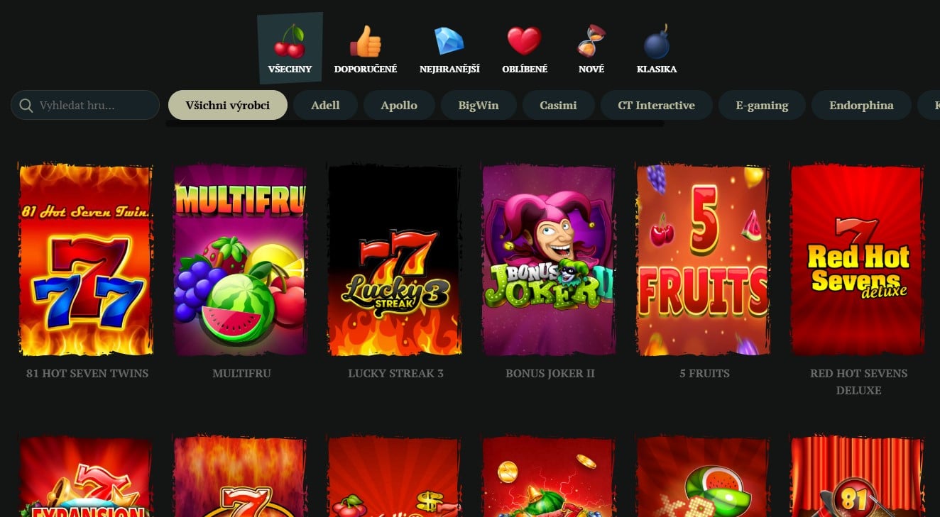 Automaty v casinu Kartáč