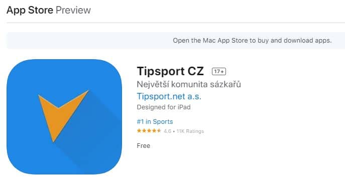 Tipsport aplikace v apple App store