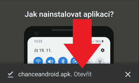 Chance aplikace instalace na android otevřít