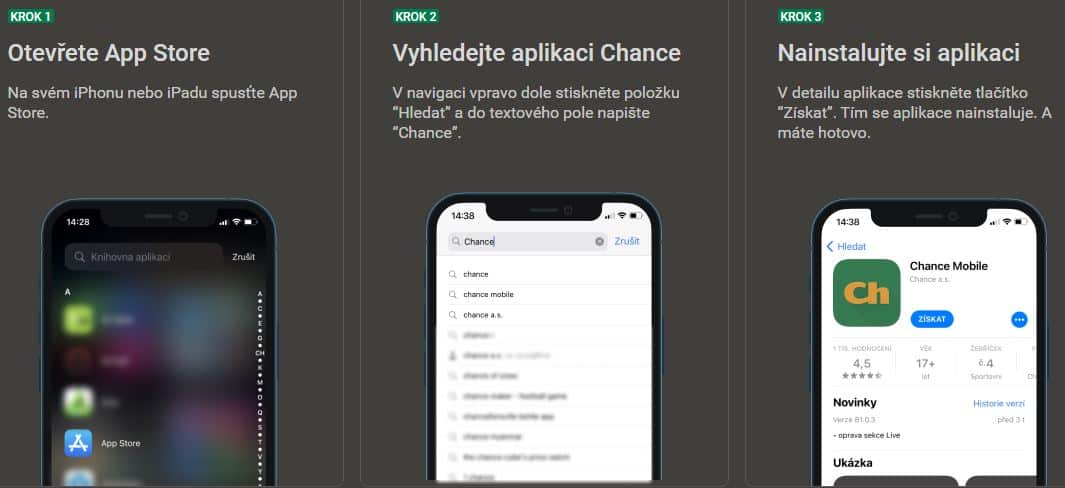 Instalace Chance aplikace iOS