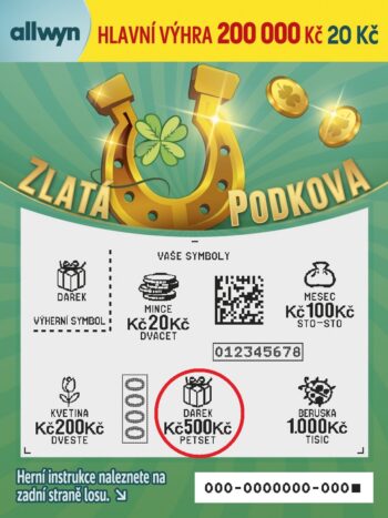 Ukázka setřeného losu Zlatá Podkova