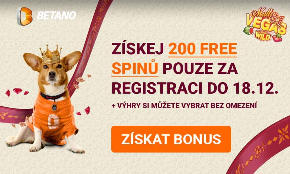 Betano 200 freespinů zdarma do 18. 12. 2022