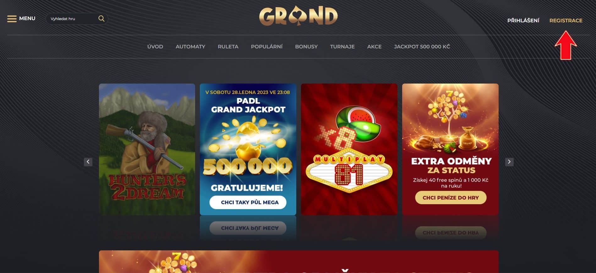 GrandWin Casino registrace
