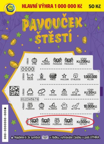 Ukázka setřeného losu Pavouček štěstí