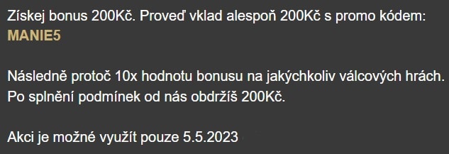 Bonus 200 Kč mánie Synot