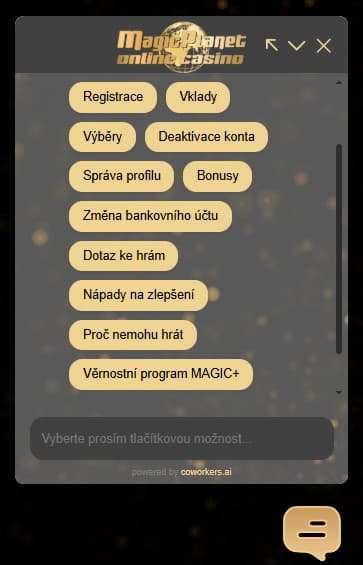 chat s operatorem v Magic Planet