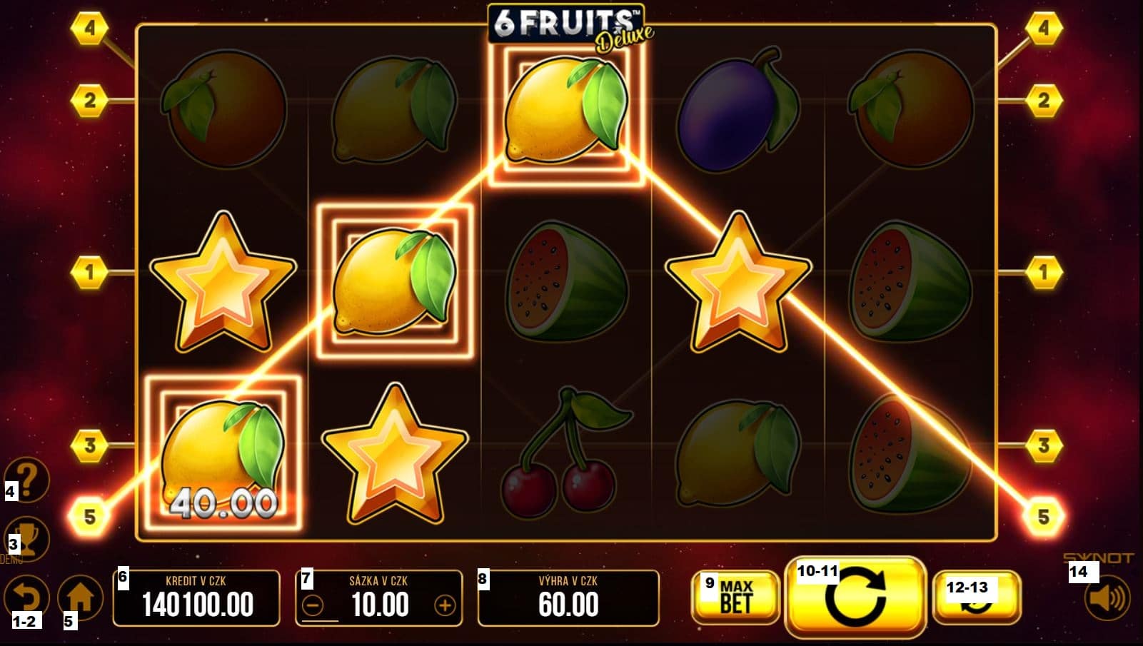 Jak se hraje online automat 6 Fruits Deluxe