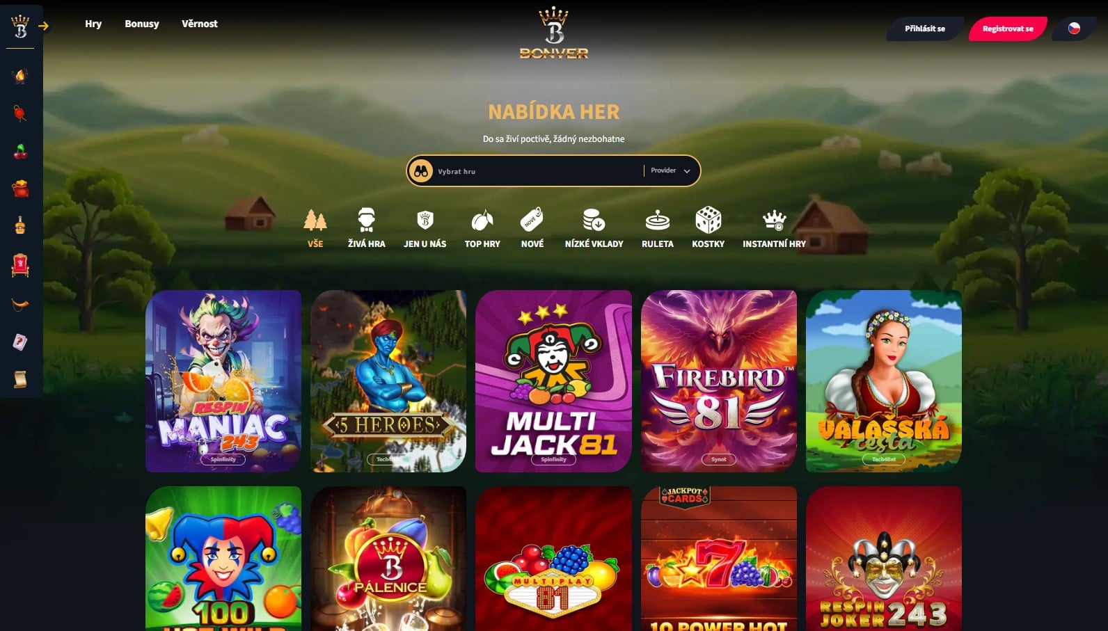 Hry v casinu Bonver