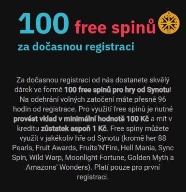 100 free spinů za registraci