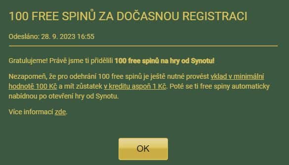 Free spiny za registraci Casino Kartáč