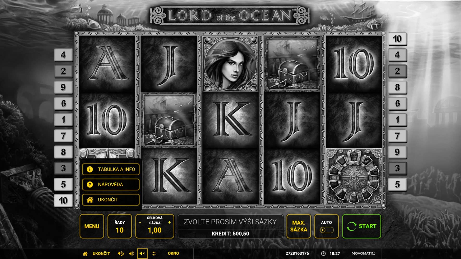 Lord of the Ocean online automat Menu