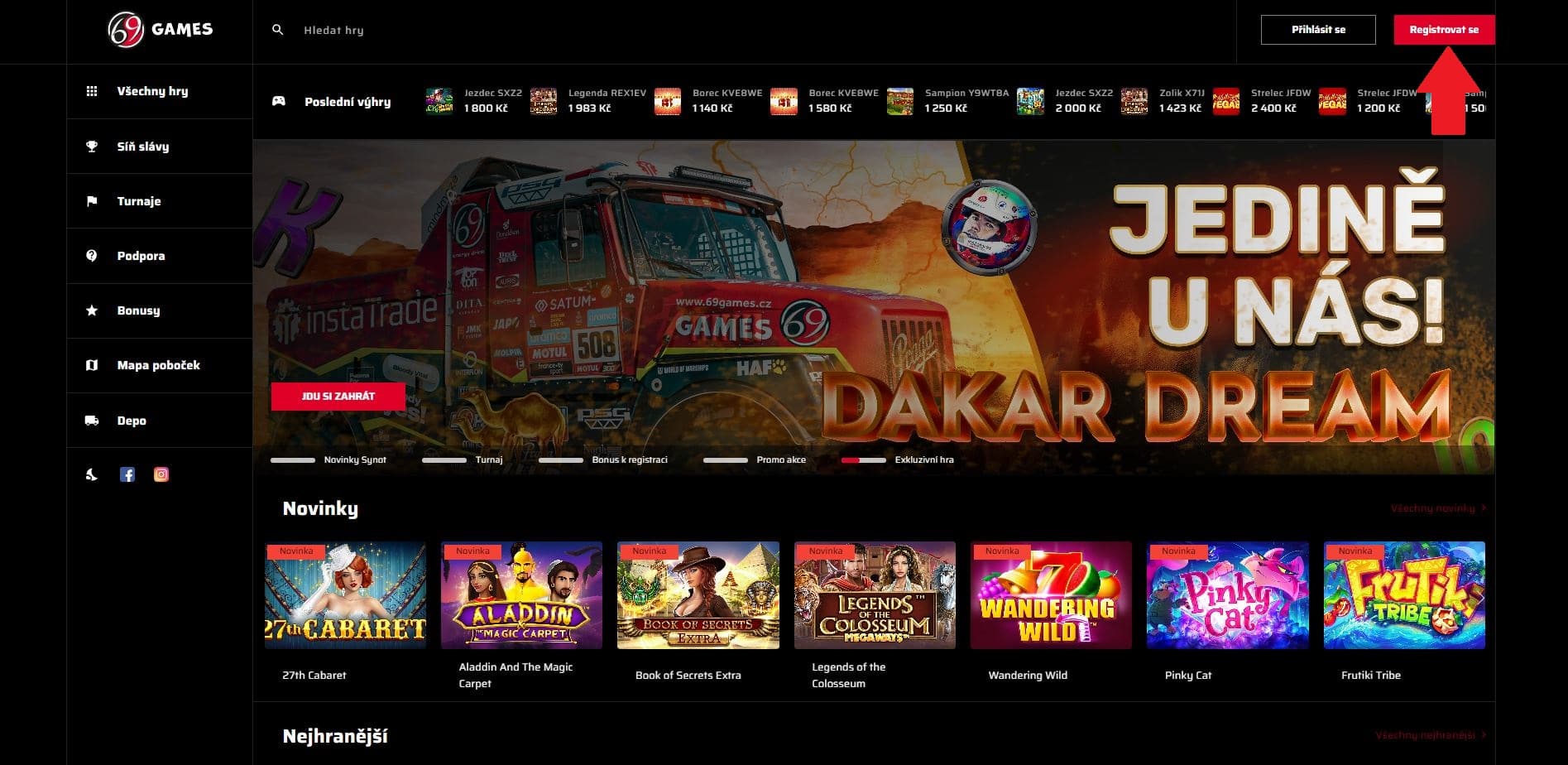 69Games Casino Registrace N vod Na Registraci A P ihl en Vyhraj cz