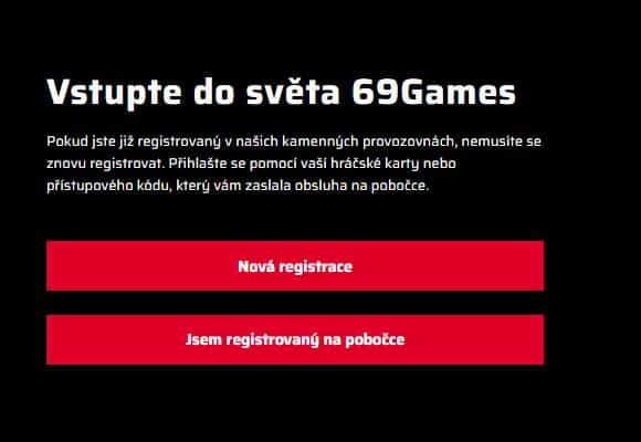 Výběr registrace 69Games casino