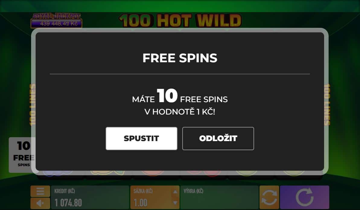 hra týdne 100 hot wild akce 10 toček gratis fortuna vegas