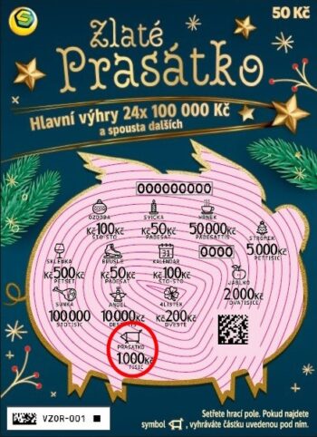 Ukázka setřeného losu Zlaté prasátko