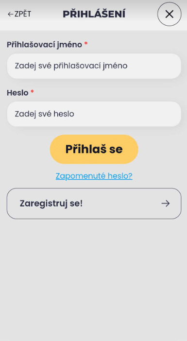 eCasino.cz registrace z mobilu