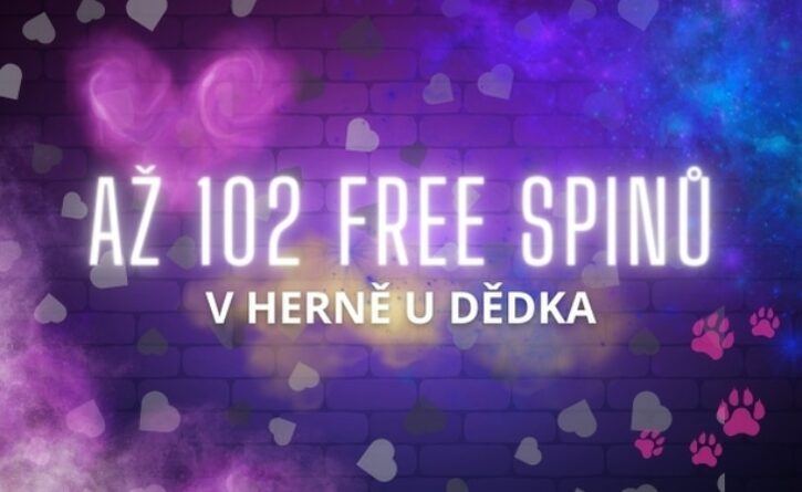 Promo akce až 102 free spinů v Herně U Dědka