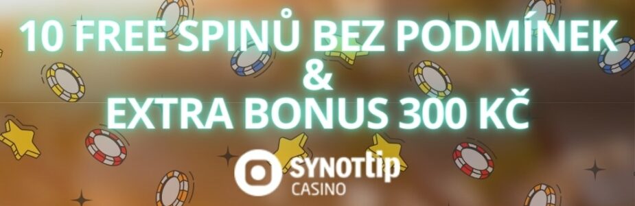 Free spiny bez podmínek a bonus 100 % u Synottipu