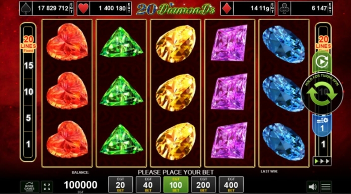 Hra 20 Diamonds od Amusnetu