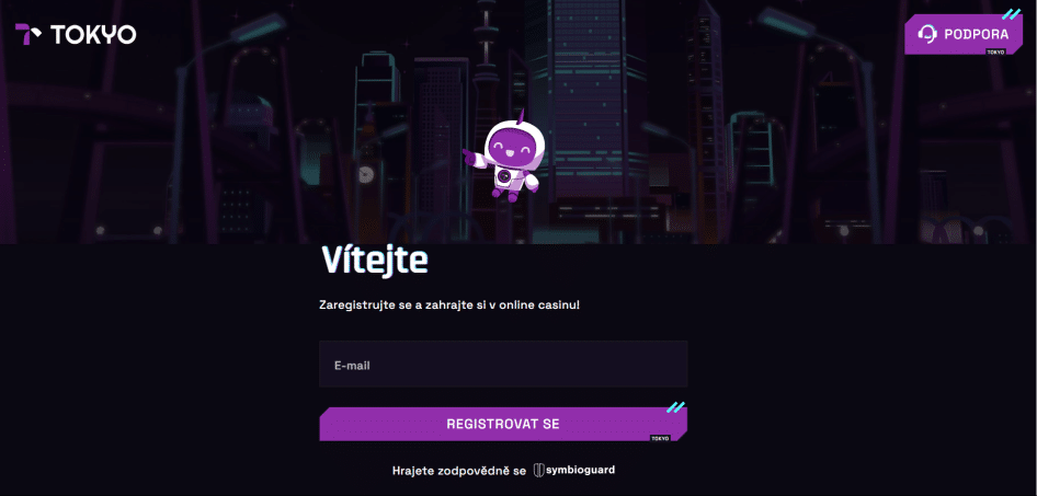 Registrační formulář Tokyo Casino