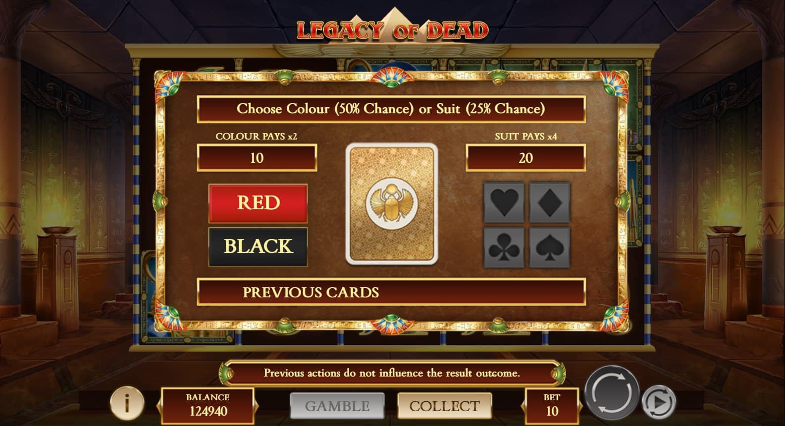 Legacy of Dead online automat Gamble