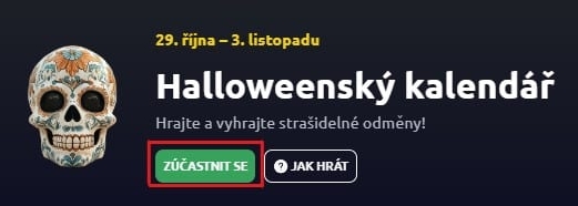 Tlačítko zúčastnit se Betano Halloweenského kalendáře