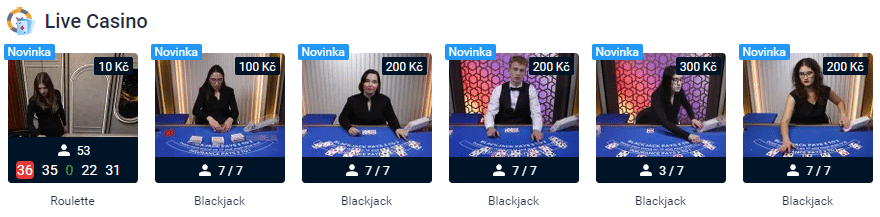 Live casino Tipsport výběr her