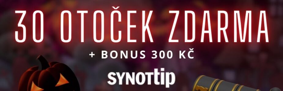 Získej dnes 30 free spinů a bonus 300 Kč od Synottipu!