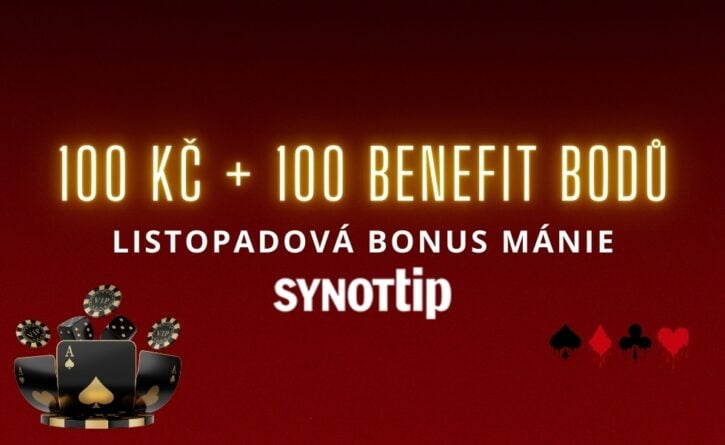 Synottip 100 Kč a 100 benefit bodů