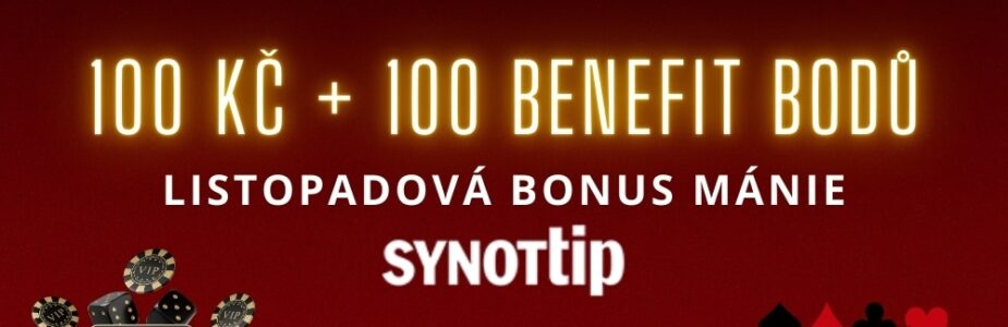 Synottip 100 Kč a 100 benefit bodů