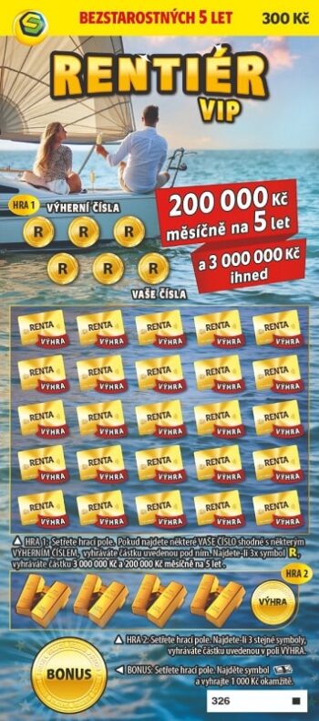 Ukázka nesetřeného losu VIP rentiér