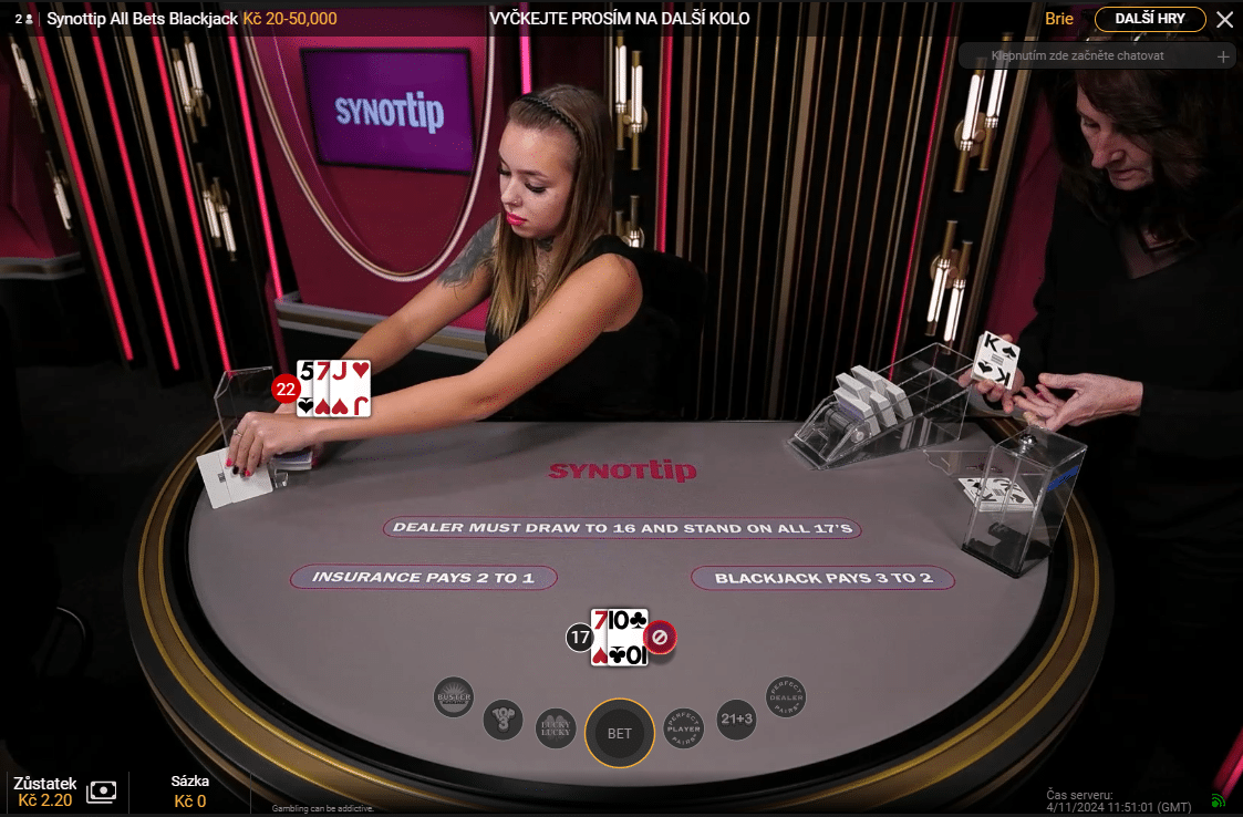 Synottip live blackjack