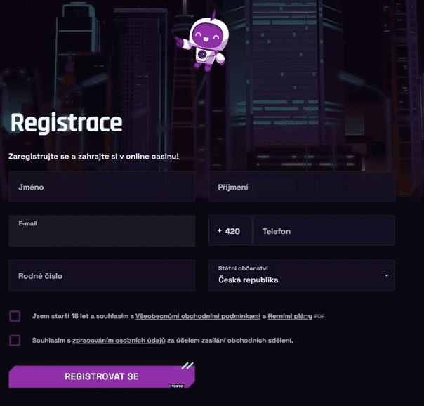 Registrace u Tokyo casina