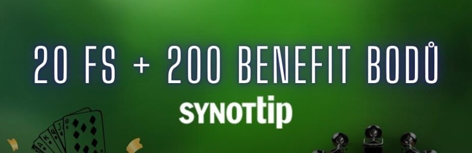 Synottip 20 FS + 200 benefit bodů