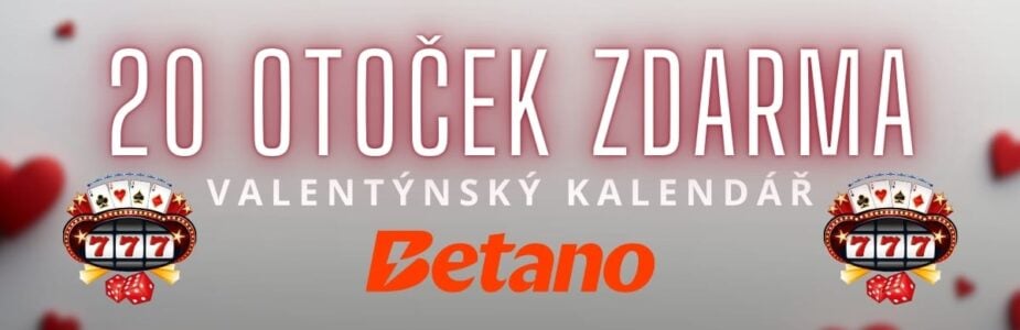 Betano - 20 free soinů z valentýnského kalendáře