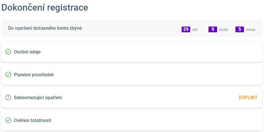 Dokončení registrace u Maxy