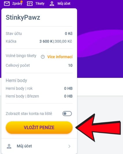 Maxa vložit peníze