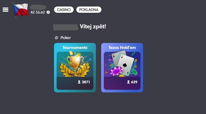 Prostředí poker herny Fortuna
