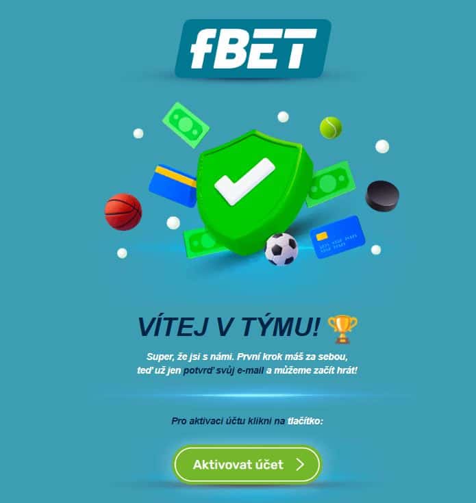 Aktivuj účet v e-mailu fBET